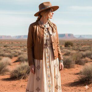 Anthropologie June Tan Real Leather Jacket Size Medium Silk Lined Whipstitch